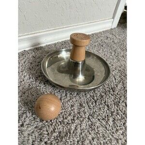 Lovevery Tip and Turn Stainless Steel Wood Explorer Play Spinning Top and Ball